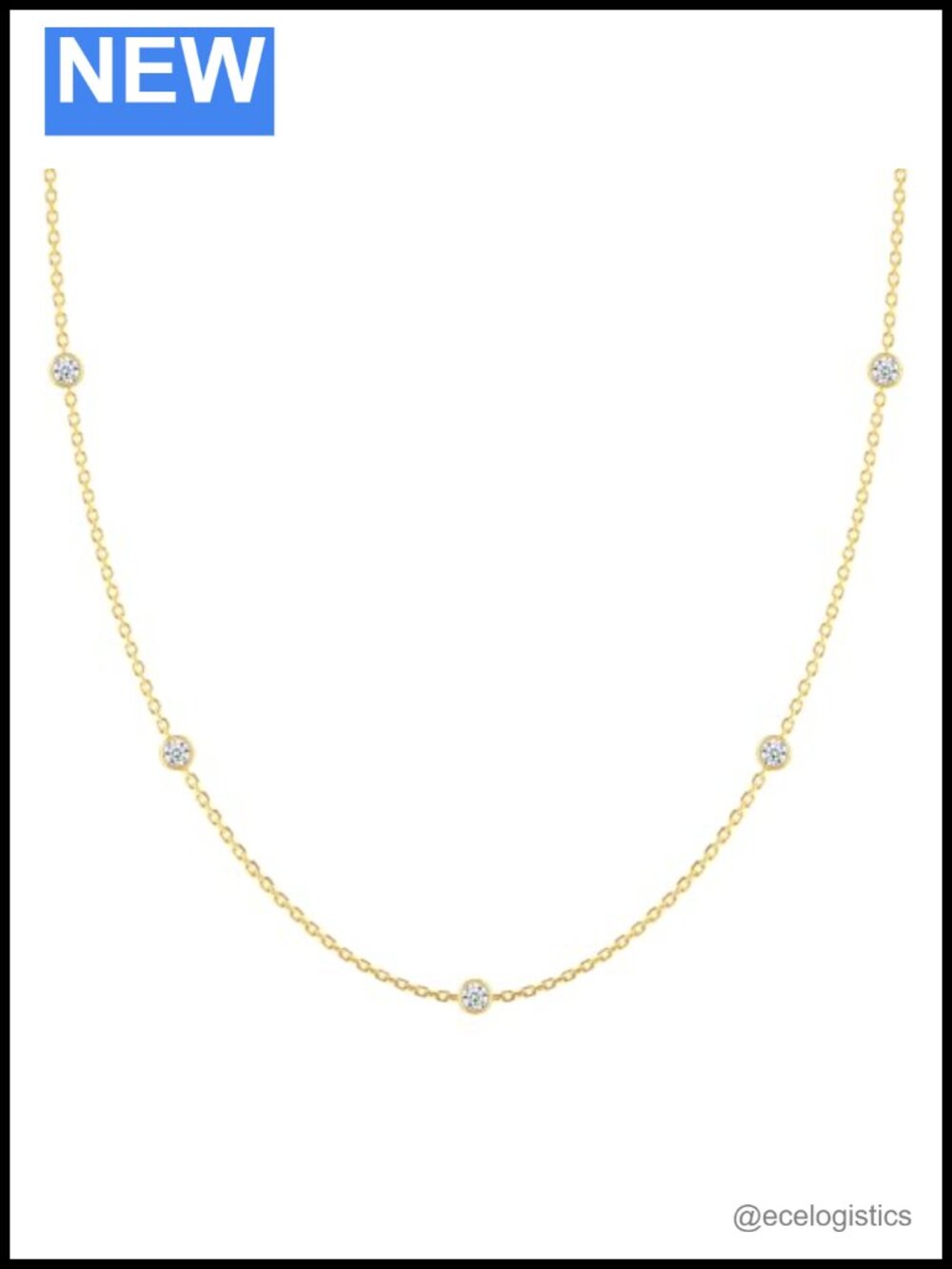 0.5 CT Moissanite Station Necklace 925 Sterling Silver 14K Gold Plated